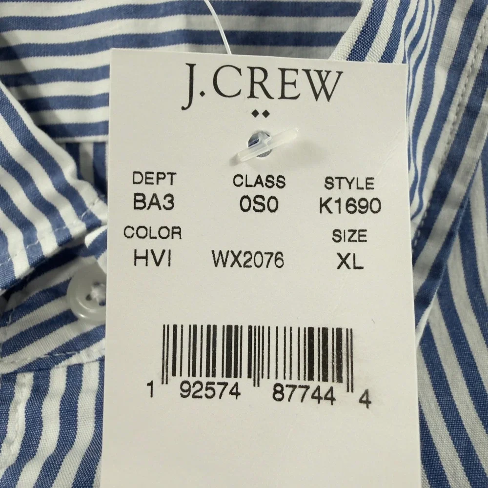 J. Crew Button Down Shirt Mens XL Blue Striped Mercantile Flex Slim
